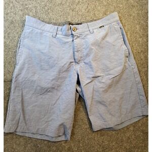 Travis Mathew Golf Shorts Blue Striped Mens 36 Performance
